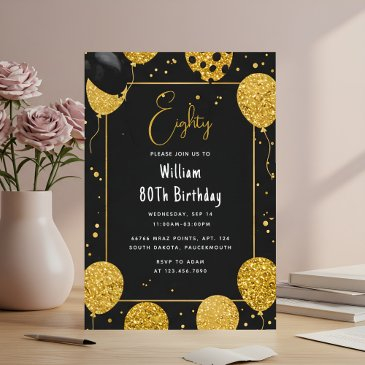 as retro fun adult humor happy chic 80th birthday invitation