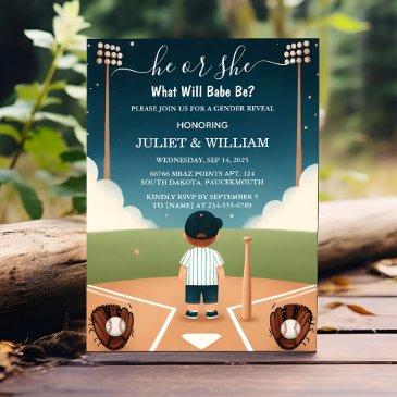 as team ball game pitch fun baseball gender reveal invitation