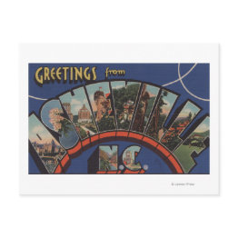 Small Ashville, North Carolina - Large Letter Scenes Postinvitations Front View