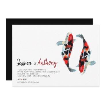 asian koi fish wedding invitation