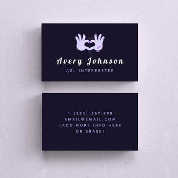 asl interpreter sign language cool dark purple fun business invitations