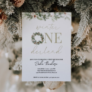 aspen winter onederland 1st birthday invitation