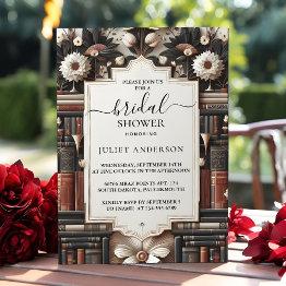 Small At Old English Retro Book Club Cover Bridal Shower Invitation Front View