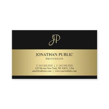 attractive black and gold monogram plain modern business invitations