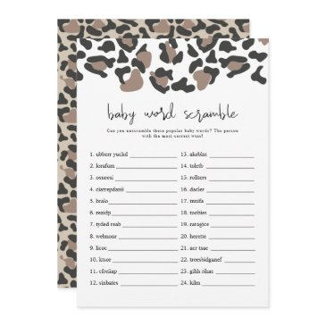 aubree leopard print baby word scramble game invi invitation