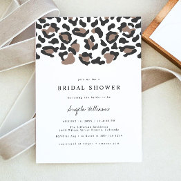 Small Aubree Leopard Print Safari Bridal Shower Invitation Front View