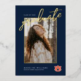 Small Auburn University Graduation – Auburn Tigers Foil Invitation Front View