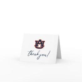 Small Auburn University Graduation | Auburn Tigers Thank You Invitations Front View
