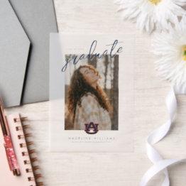 Small Auburn University Graduation | Auburn Tigers Vellum Invitations Front View