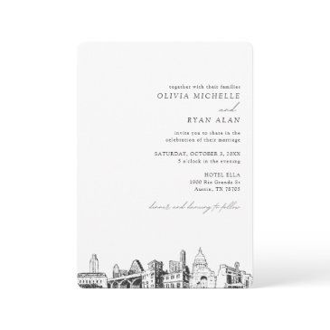 austin skyline destination wedding invitation