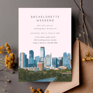 austin texas skyline bachelorette party invitation