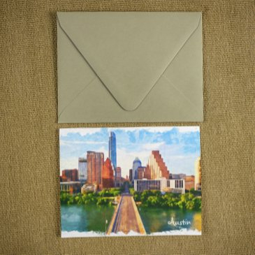 austin texas vintage travel city watercolor postinvitations