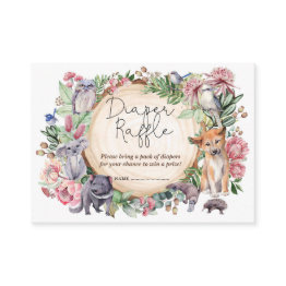 Small Australia Animals Floral Greenery Diaper Raffle Enclosure Invitations Front View