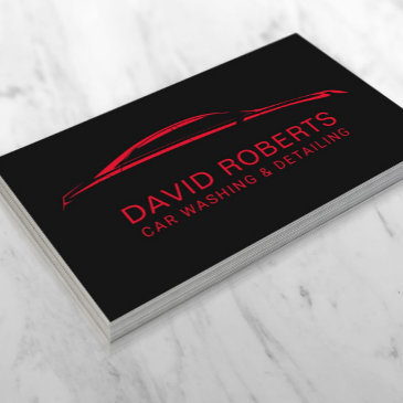 auto detailing car wash automotive black & red business invitations