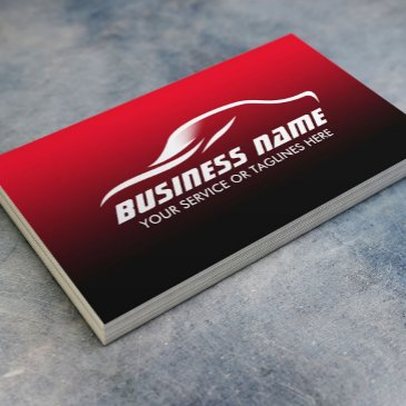 auto detailing professional black & red automotive business invitations