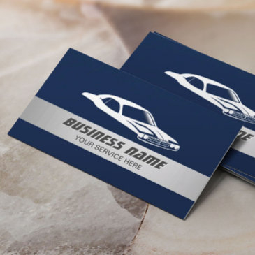 auto modern silver striped automotive car navy business invitations