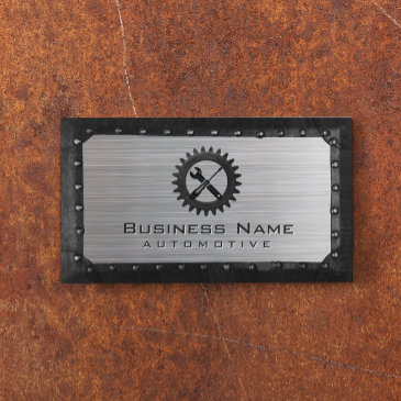 auto repair professional metal framed automotive business invitations