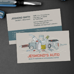 Small Auto Vehicle Repair - Mechanic Business Invitations Front View