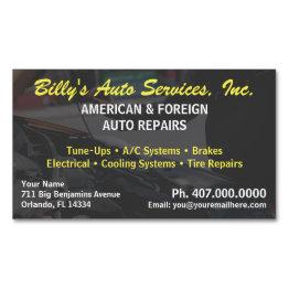 Small Automobile Car Repair Mechanic Template Business Invitations Magnet Front View