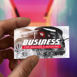 Small Automotive Car Wash & Auto Detailing Business Invitations Front View