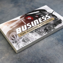 Small Automotive Car Wash Auto Detailing Gold Label Business Invitations Front View