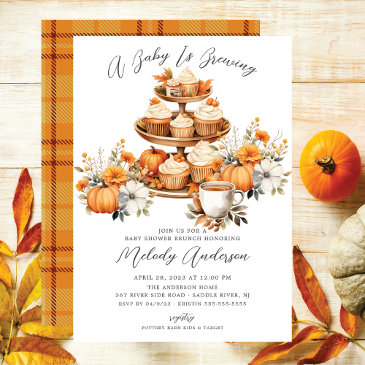 autumn baby is brewing baby brunch invitation
