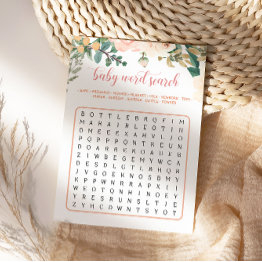 Small Autumn Baby Shower Baby Word Search Game Invitations Front View