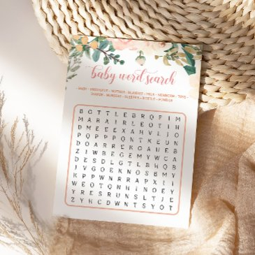 autumn baby shower baby word search game invitations