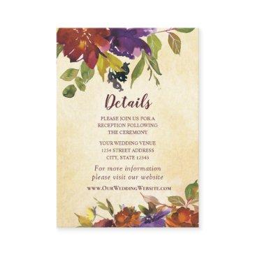 autumn floral purple burnt orange yellow wedding enclosure invitations