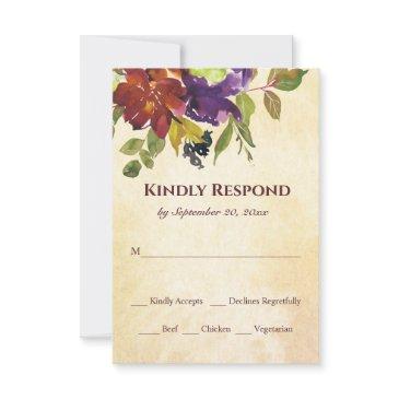autumn floral purple burnt orange yellow wedding r rsvp invitations