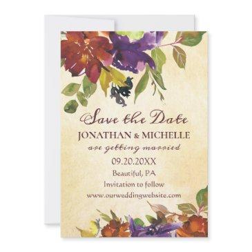 autumn floral purple orange inspirational wedding save the date