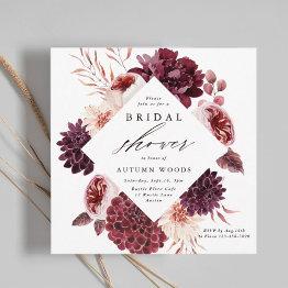 Small Autumn Romance Floral Wedding Bridal Shower Invitation Front View