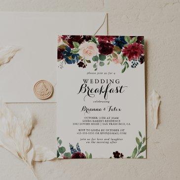 autumn rustic modern calligraphy wedding breakfast invitation