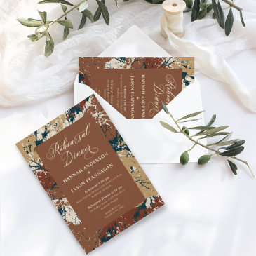 autumn wedding rehearsal dinner caramel russet inv invitation