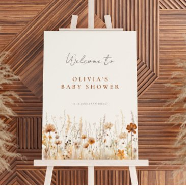 autumn wildflower field baby shower welcome sign