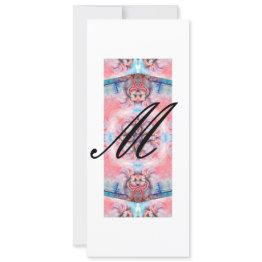 Small Avalon Abstract Monogram Pink Purple Invitation Front View