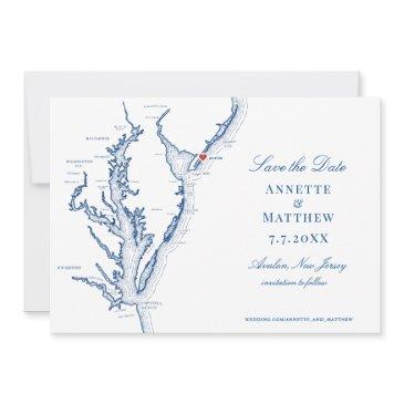 avalon nj map elegant navy blue wedding save the date