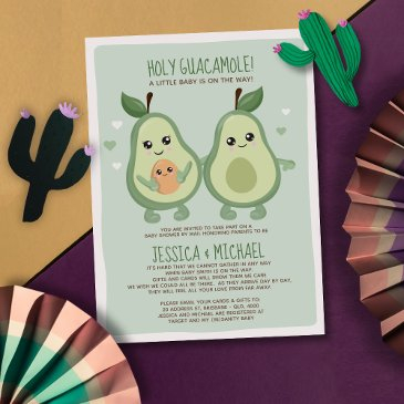 avocado holy guacamole baby shower invitation
