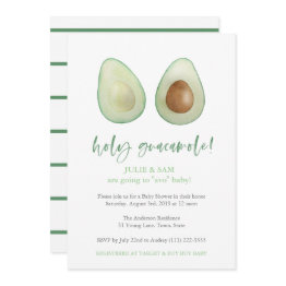 Small Avocado Punny Funny Couples Baby Shower Invitation Front View