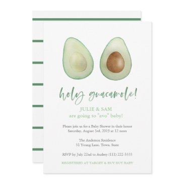 avocado punny funny couples baby shower invitation