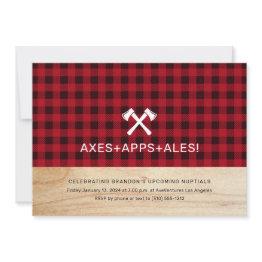 Small Axe Throwing Buffalo Plaid Party Invitation Front View
