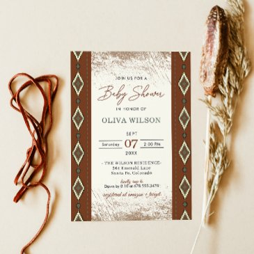 aztec western baby shower invite, rustic boho invitation