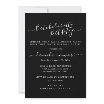 b&w batchelorette party invitation