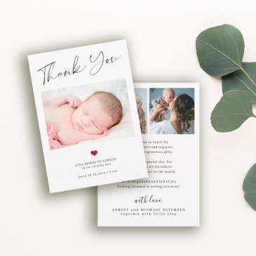baby 3 photo thank you script birth announcement