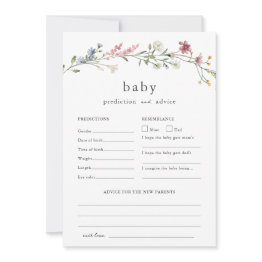Small Baby Advice And Predictions Baby Shower Wildflower Invitation Front View