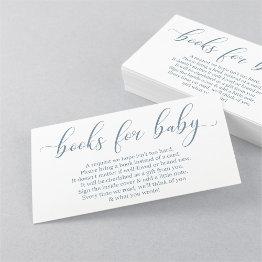 Small Baby Blue Book Request - Baby Shower Invitation Front View