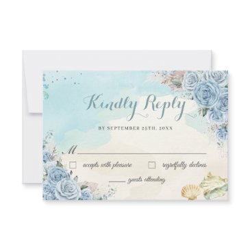 baby blue floral pampas grass beach sweet 16 reply rsvp invitations