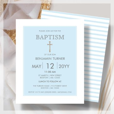 baby blue stripe | baptism budget invitation