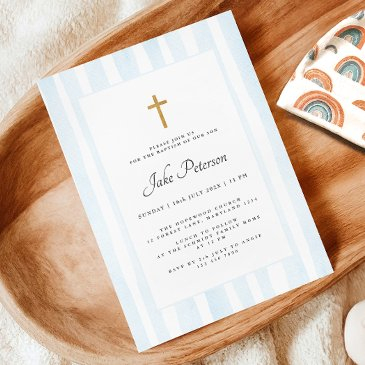baby blue watercolor baptism invitation