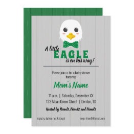 Small Baby Boy Eagle Green Baby Shower Invitation Front View